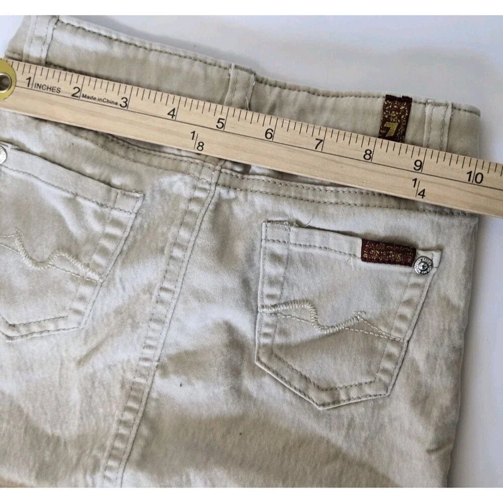 Seven For All Mankind Skirt Girls 4 Mini Stretch Beige Denim Jean